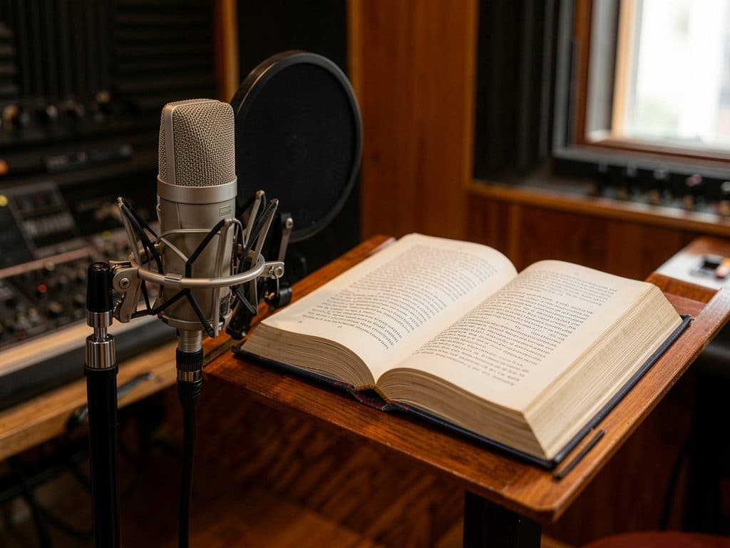 Grabación de audiolibros en el estudio de Vigo