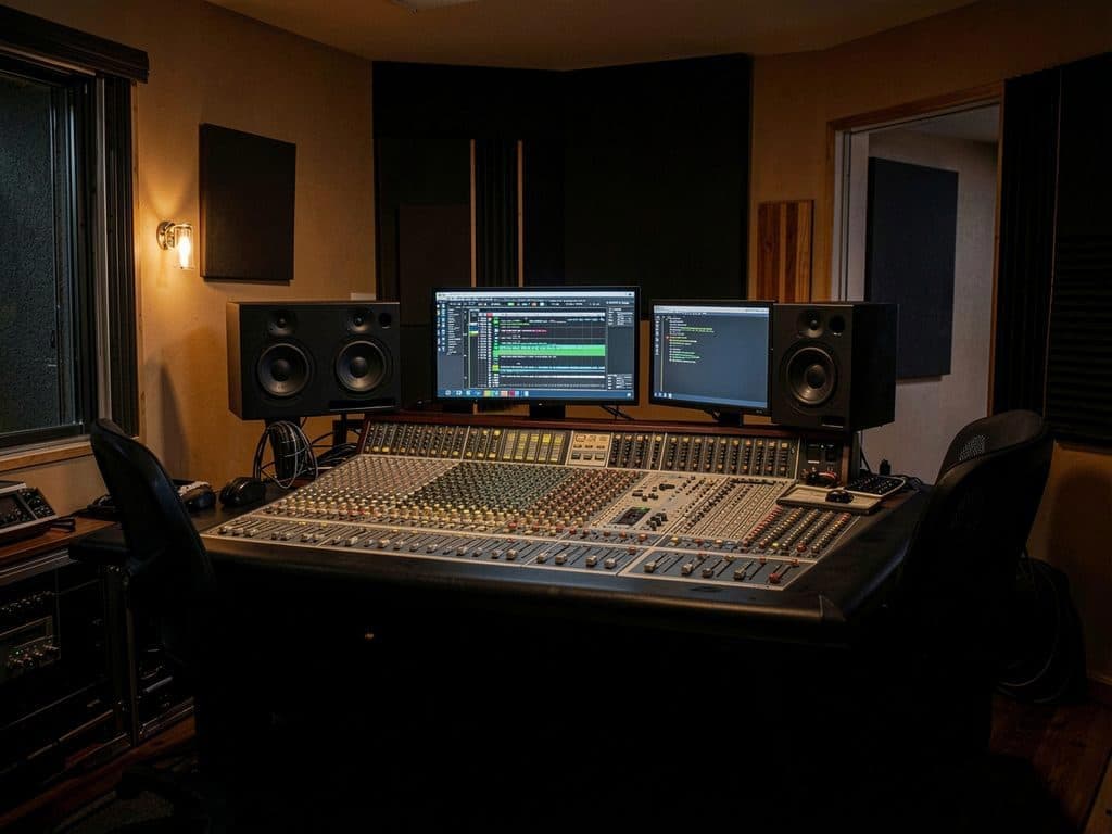 Cabina del estudio de grabación en Vigo Cinema Iberolusa