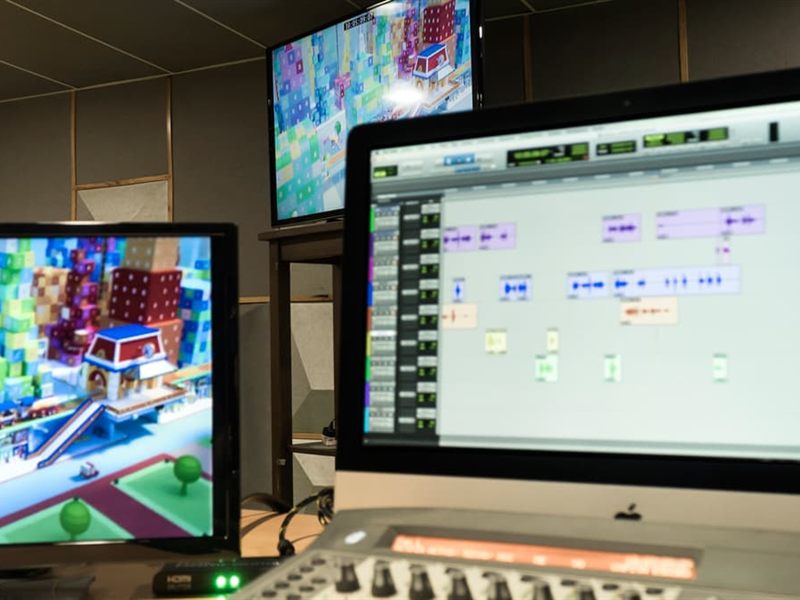 Monitores con el software profesional AVID Pro Tools en el estudio de Vigo